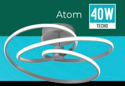 LUMINARIA LED DECORATIVA DE TECHO 40 W 3 TONOS C/CONTROL REMOTO, COLOR PLATA SERIE ATOM S-ATOM-T-B LUCERNA
