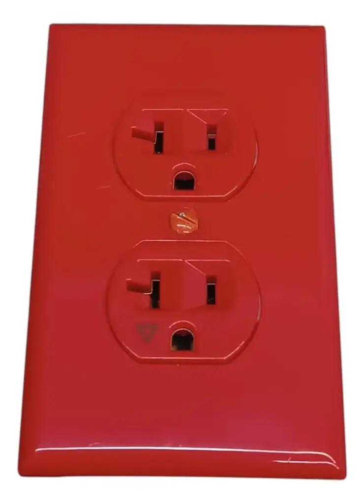 TOMACORRIENTE DOBLE POLARIZADA ROJO 20A CON TAPA 20AMP,125V NEMA 5-20R HOSPITALARIO CLASSIC LUX