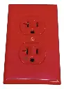 TOMACORRIENTE DOBLE POLARIZADA ROJO 20A CON TAPA 20AMP,125V NEMA 5-20R HOSPITALARIO CLASSIC LUX
