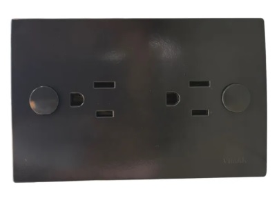 TOMACORRIENTE DOBLE 120 Vca 15 A 2P+T GRIS ANTRACITA BLOCK 06064.G VIMAR