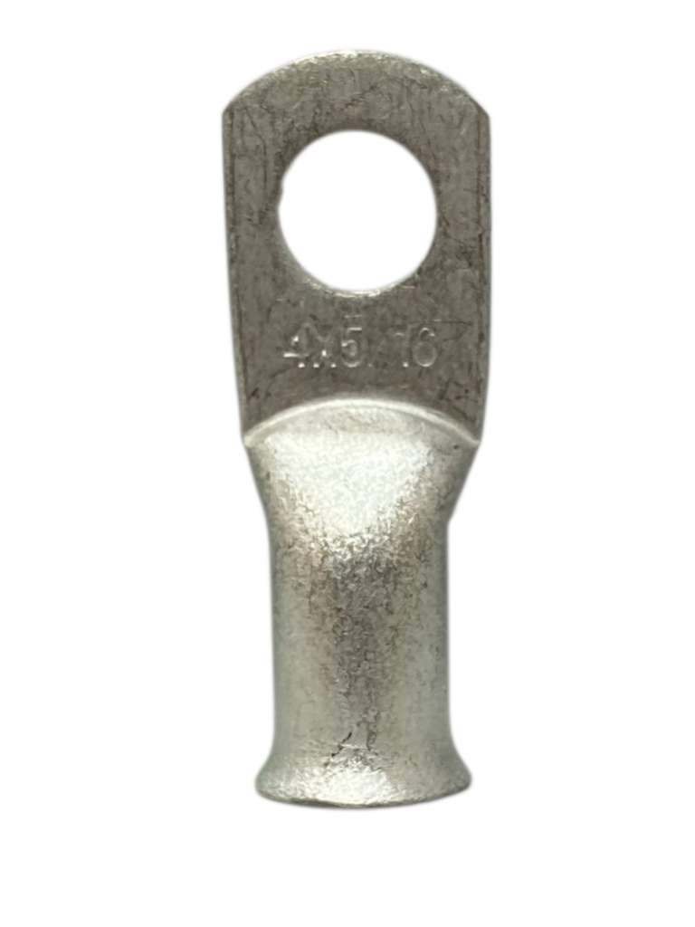 TERMINAL ANILLO 1H P/CABLE #4AWG OJAL 5/16" COBRE ESTAÑADO CAÑON CORTO