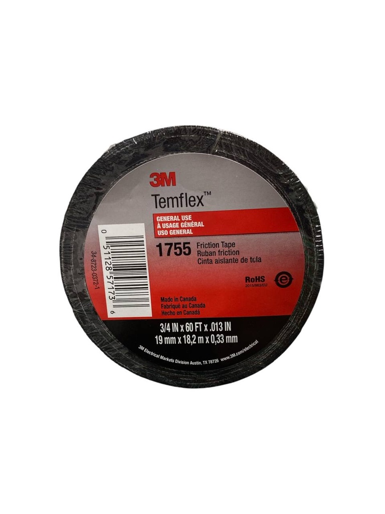 TEIPE 3M™ Temflex™ Cotton Friction Tape
3/4" x 18,2 mt, Negro