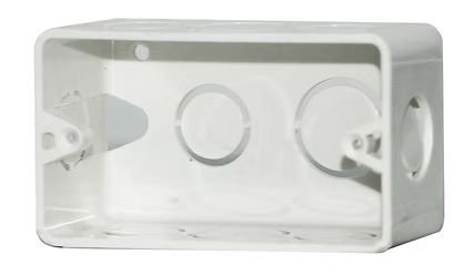 CAJETIN PLASTICO RECTANGULAR 4x2" PVC SALIDA COMBINADA 1/2" - 3/4"