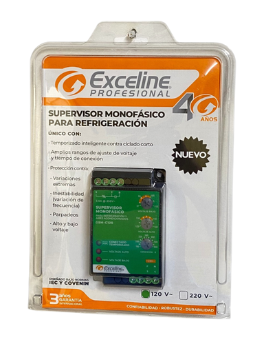 [GSM-C120] SUPERVISOR DE VOLTAJE MONOFASICO 120 Vca P/REFRIGERACION Y AA GSM-C120 EXCELINE
