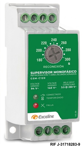 [GSM-C120] SUPERVISOR DE VOLTAJE MONOFASICO 120 Vca P/REFRIGERACION Y AA