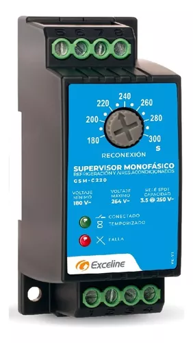 [GSM-C220] SUPERVISOR DE VOLTAJE MONOFASICO 220 Vca PARA REFRIGERACION Y AIRES ACONDICIONADOS GSM-C220  EXCELINE 