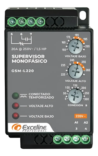[GSM-L220] SUPERVISOR DE VOLTAJE MONOFASICO HASTA 1.5 HP 220 VCA GSM-L220 EXCELINE