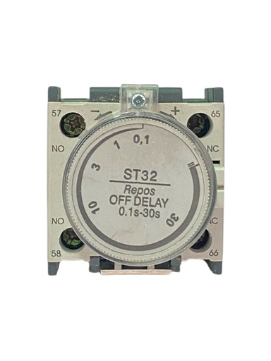 [ST32] BLOQUE DE CONTACTO AUXILIAR  1NO+1NC (OFF-DELAY) MONTAJE FRONTAL TEMPORIZADOR A LA DESCONEXION 0,1-30S