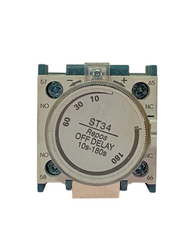 [ST34] BLOQUE DE CONTACTO AUXILIAR 1NO+1NC (OFF-DELAY) MONTAJE FRONTAL TEMPORIZADOR A LA DESCONEXION 10-180S