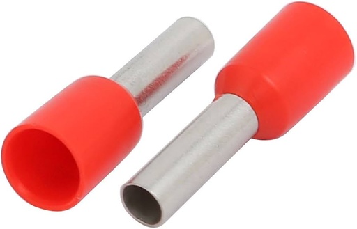 [E1008] TERMINAL PUNTA HUECO ROJO AISLADO CABLE 18 P/100 PZA 