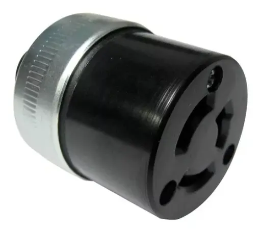 [EBN-30] TOMACORRIENTE AEREA P/GENERADORES ELECTRICOS MEDIA VUELTA 3P 20A 125/250V 3W - BAQUELITA NEGRA - ARO DE METAL