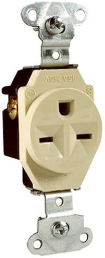 [TO03031] TOMACORRIENTE SENCILLO 250V 15A 2P+T TIPO CHINO  EMPOTRABLE MARFIL