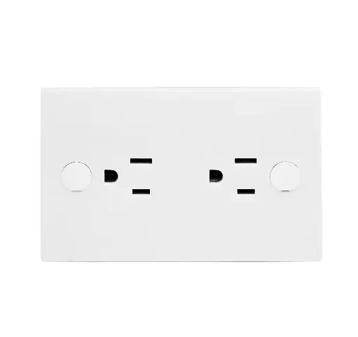 [06064] TOMACORRIENTE DOBLE TIPO 270 127V 15A 2P+T  BLANCO 06064 BLOCK