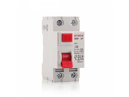 [SDR26330] INTERRUPTOR DIFERENCIAL TIPO RIEL 63A 2 POLOS 30MA 230V SDR26330 STECK