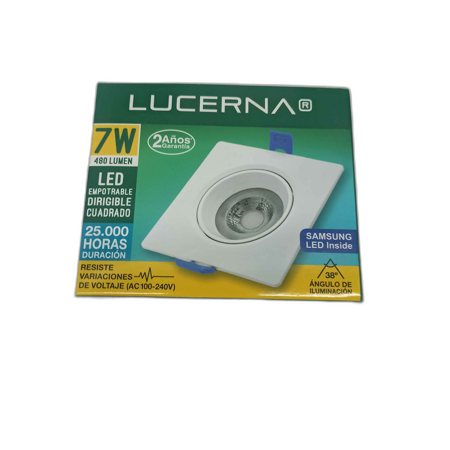 [307C3K] PANEL LED 7W CUADRADO EMPOTRABLE DIRIGIBLE 100-240V 3.000°K 480LM