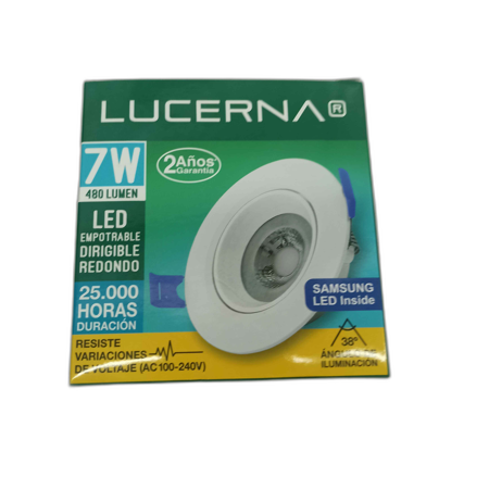[307 6k] PANEL LED 7W REDONDO EMPOTRABLE DIRIGIBLE  6500°K