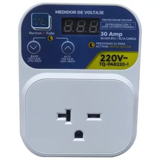 [TQ-PAR220-1] PROTECTOR DE VOLTAJE REFRIGERACION Y AIRE ACONDICIONADO ENCHUFABLE 220V 30AMP 36.000 BTU ALTA CARGA