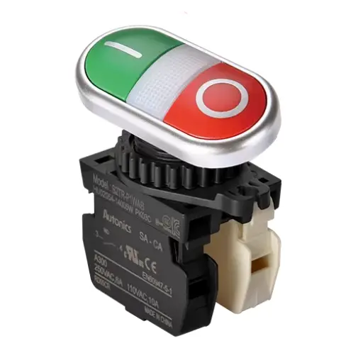 [S2TR-P1WAB] PULSADOR DOBLE START-STOP 22MM 1NA+1NC. 