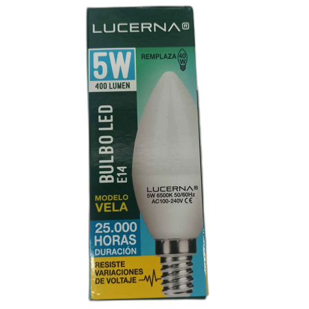 [5WVELA6K] BOMBILLO LED 5W 450LM 6.500°K IP20 100-240V E14 TIPO VELA