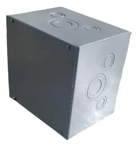 [CD-664] CAJA DE DERIVACION METALICA 150x150x100mm (6X6X4") EMT PREPONCHADA PINTURA ELECTROSTATICA GRIS