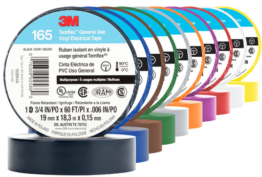 TEIPE/CINTA ELECTRICA DE VINILO TEMFLEX 165 3/4" COLORES