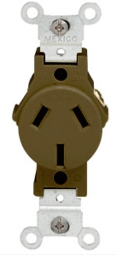 [5032] TOMACORRIENTE SENCILLO 125/250V 20A EMPOTRABLE MARFIL C/TAPA NEMA 10-20R 5032 (805) LEVITON