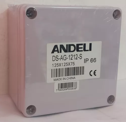 [DS-AG-1212-S] CAJA DE DERIVACION PLASTICA 125X125X75mm (4,9X4,9X2,9") IP66 COLOR GRIS ANDELI