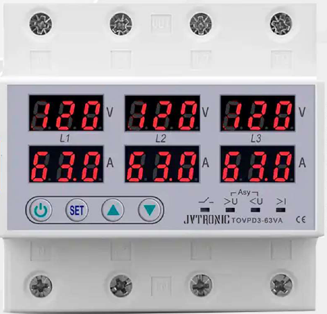 [TOVPD3-63VA] PROTECTOR DE VOLTAJE ELECTRONICO TRIFASICO 120/V220V/208V 63A TOMZN