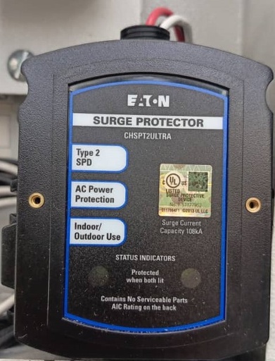 [CHSPT2ULTRA] SUPRESOR DE PICOS MONOFASICO TIPO 2 50/60 Hz. MCOV 300 L-L; 150 V L-N In: 20 kA, SCCR: 22 kA 120/208 Vca CHSPT2ULTRA EATON