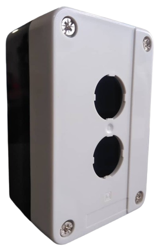 [CAJ0102] CAJA BOTONERA 2 HUECOS x Ø22 mm PLASTICA BLANCA  TIPO HAL-B02 