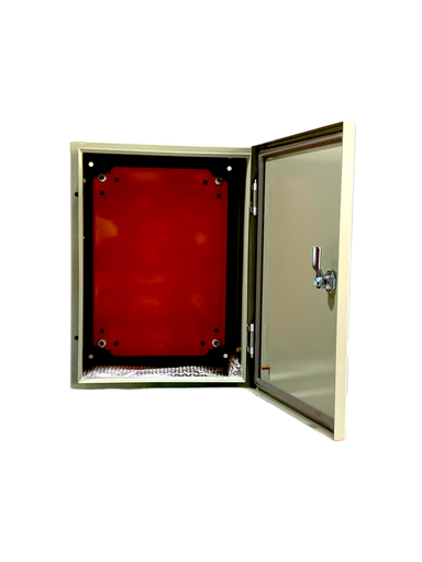 [CON18262] CAJA DE CONTROL 400x300x200mm IP65 USO EXTERIOR  C/PUERTA Y CERRADURA DOBLE FONDO PINTURA ELECTROSTATICA BEIGE  CON18262