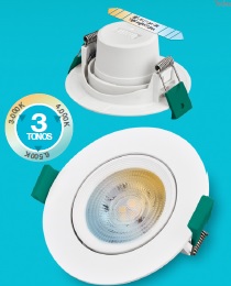 [307 3TONE] PANEL LED 7W REDONDO EMPOTRABLE DIRIGIBLE (SPOT) 3 TONOS (3K, 4K Y 6K)