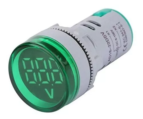 [AD101-22VM-V] LUZ PILOTO LED 20-500V AC VERDE C/INDICADOR DE VOLTAJE 22VM REDONDA