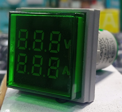 [PIL-26] LUZ PILOTO LED 500V 100A VERDE VOLTIAMPERIMETRO 22mm CUADRADO