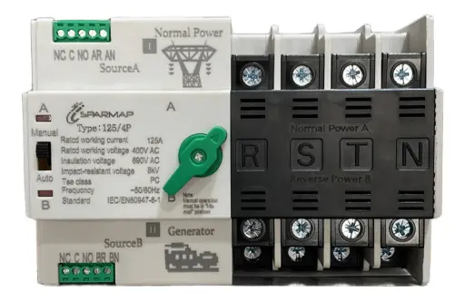 [ATS-125A/SPARMAP] TRANSFERENCIA AUT/MANUAL 125 A 4P 50/60 Hz. 220 V ATS-125A/SPARMAP SPARMAP