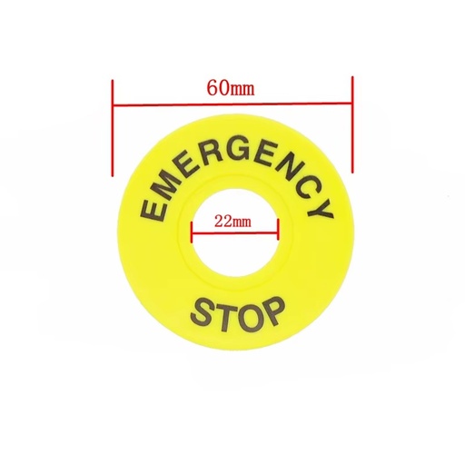 [ETI-STOP] ETIQUETA INDICADOR DE PARADA DE EMERGENCIA ⌀ EXTERNO 60mm ⌀ INTERNO 22mm 