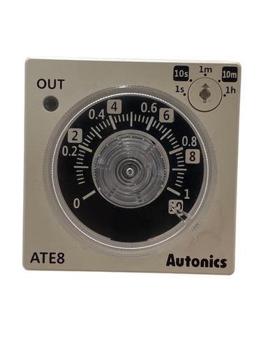 [ATE8-41] TEMPORIZADOR ANALOGICO 8 PINES/ ON DELAY/ 0.1-1 SEG/ 1-10 MIN/ 1 HORAS/ SAL: SPDT + A INSTANTANEO/ ALIMENT: 110V-220V AC/ 24-240V