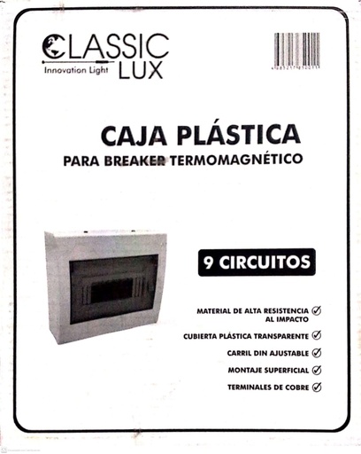 [TFM-51] TABLERO DE DISTRIBUCION PLASTICO 9 CIRCUITOS SUPERFICIAL RIEL DIN