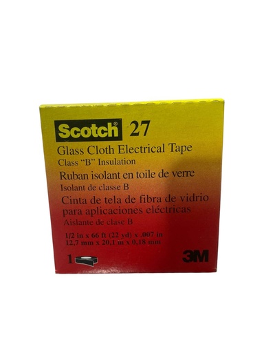 [FV-SCOTCH27-1/2] 3M™ SCOTCH 27 CINTA ELÉCTRICA DE FIBRA DE VIDRIO, 1/2 IN X 66 FT (20 MTS.) 