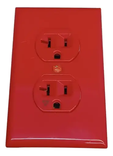 [ETT-17-3] TOMACORRIENTE DOBLE TIPO 270 125V 20A 2P+T POLARIZADO HOSPITALARIO  ROJO  C/TAPA  NEMA 5-20R  CLASSIC LUX