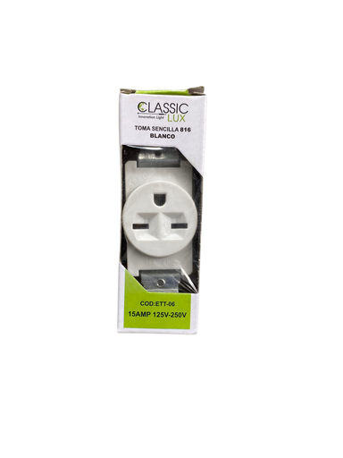 [ETT-06] TOMACORRIENTE SENCILLO TIPO CHINO15AMP,250V, NEMA 6-15R CLASSIC LUX 