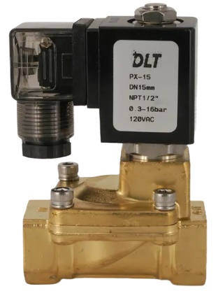 [PX-15] VALVULA SOLENOIDE 2 VIAS 1/2" 120 Vca NC SELLO NBR -10 a 90ºC, NPT 1/2" PX-15 DLT