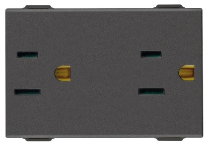 [09246.CM] TOMACORRIENTE DOBLE 2P+T 15 A 127 V USA 3M CARBON MATT LINEA NEVE 