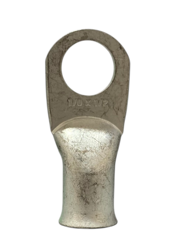 [1/0X1/2] TERMINAL ANILLO 1H P/CABLE #1/0AWG OJAL 1/2" COBRE ESTAÑADO CAÑON CORTO