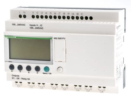 [SR2B201FU] ZELIO LOGIC COMPACTO 12 ENTRADAS / 8 SALIDAS / 100-240 VCA. C/PANTALLA C/RELOJ RELE