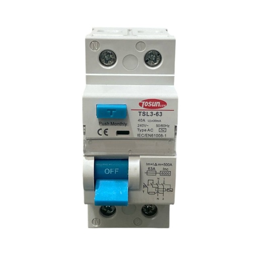 [TSL3-63] INTERRUPTOR DIFERENCIAL CON PROTECCION DE DESDECARGA ELECTRICA  1P+N 63A
